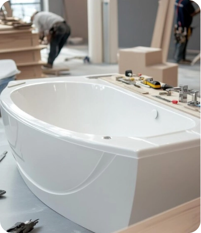 High-end bathtub fixing in Dubai inside a modern luxury villa bathroom.
