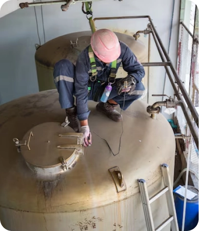 Cleaning an indoor loft tank as part of a domestic water tank cleaning service