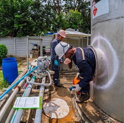 Residential Water Tank Cleaning in Dubai Cleaning a standard GRP tank for residential water tank cleaning in Dubai